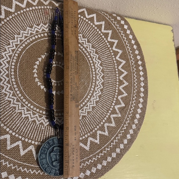 Necklace Mayan Motif with homemade chain of beads - Picture 2 of 5